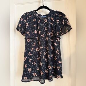 Democracy Black Floral Blouse
